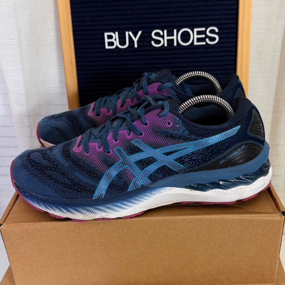 Asixs NIMBUS 23 Running Shoes Womens Size 10.5 Aqua Plum Athletic (2/11/26)*